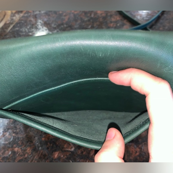 COACH Vintage Casey Bag Leather Crossbody Handbag Dark Emerald Green 80s / 90s - Picture 12 of 14